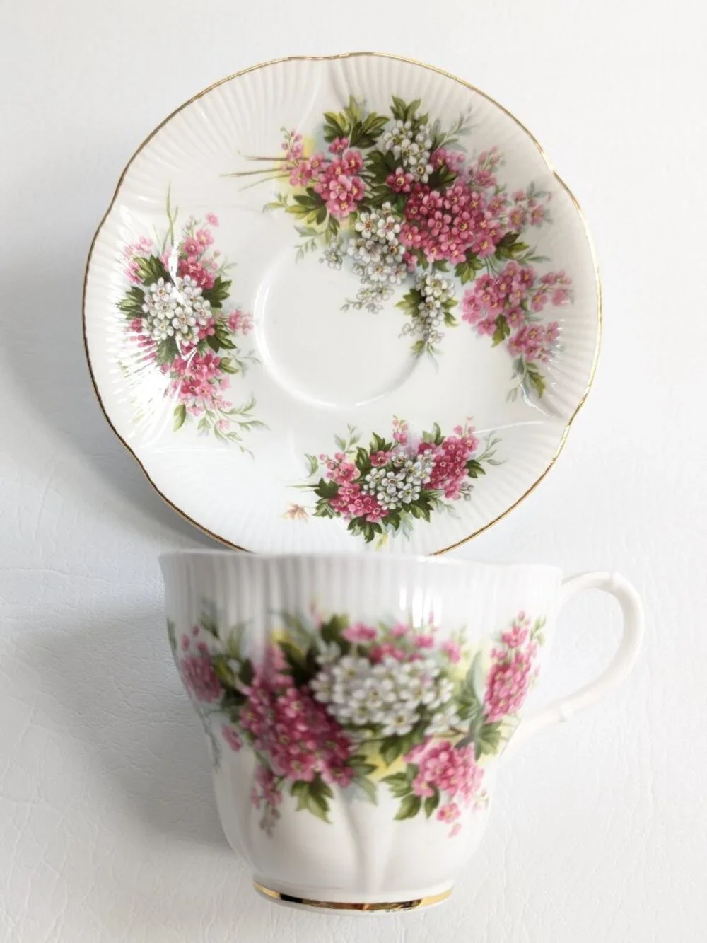 Royal Albert Blossom Time Hawthorn Teacup & Saucer Bone China England Gilt